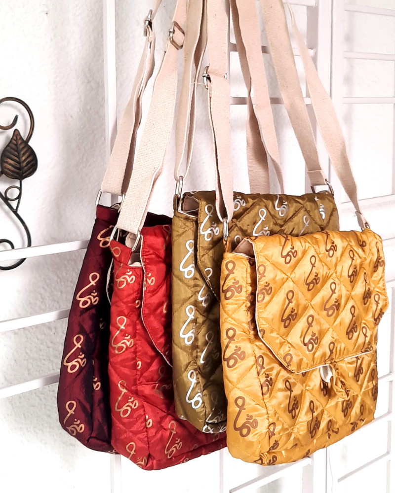 Bag: Silk Om Print In Assorted Colours - Messenger Bag