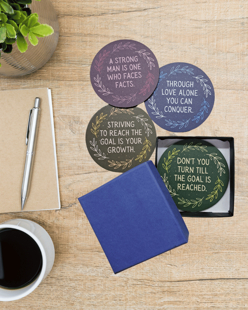 Round Coaster set of 4 with motivational quotes