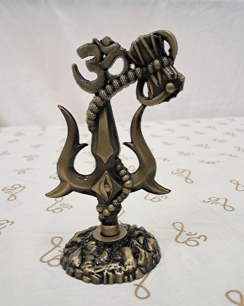 Metal Trishul with Damru & Om - for Home & Car