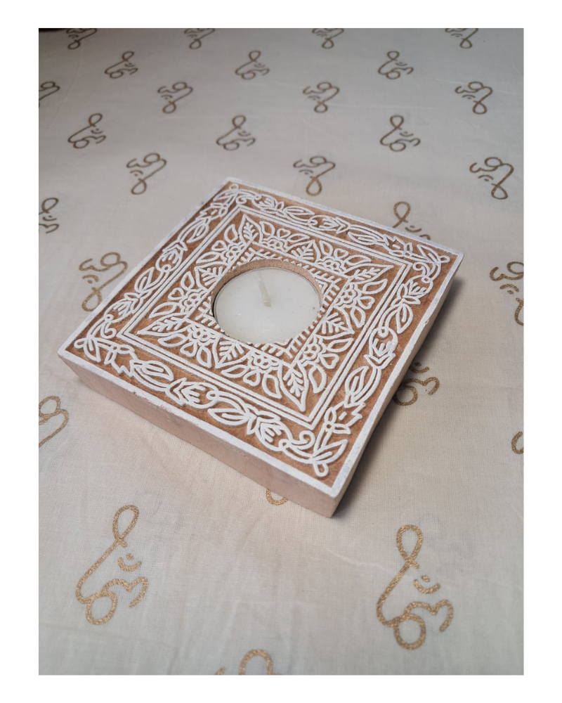 T-light Holders: Wooden Block - Square
