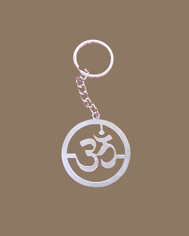 Stainless Steel Om Keychain – Circular Frame