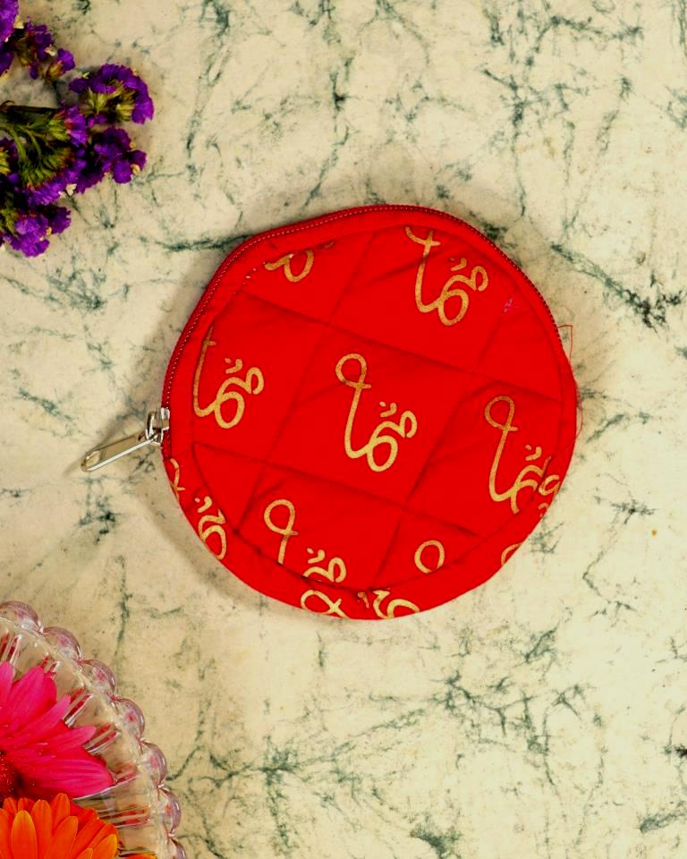 Pouch: Round in Om Print Fabric