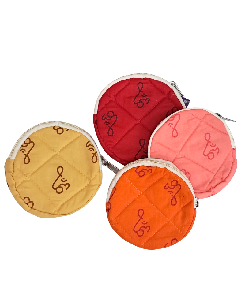 Quilted Coin Pouch with Om Print