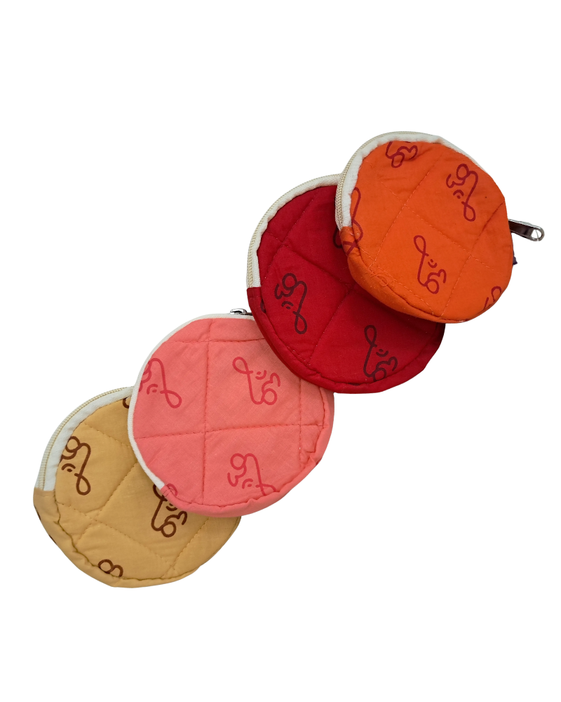 Quilted Coin Pouch with Om Print