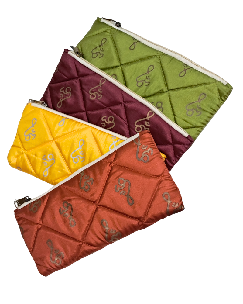 Quilted Om Print Pencil Pouch