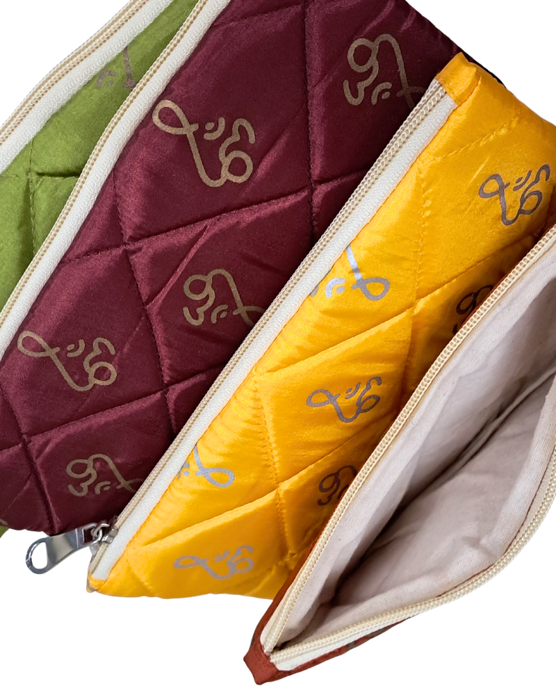 Quilted Om Print Pencil Pouch