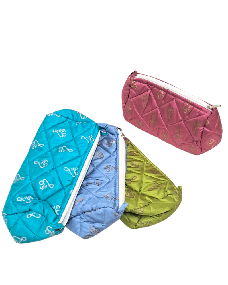 Quilted Travel Pouch with Om Print (Single Zip)