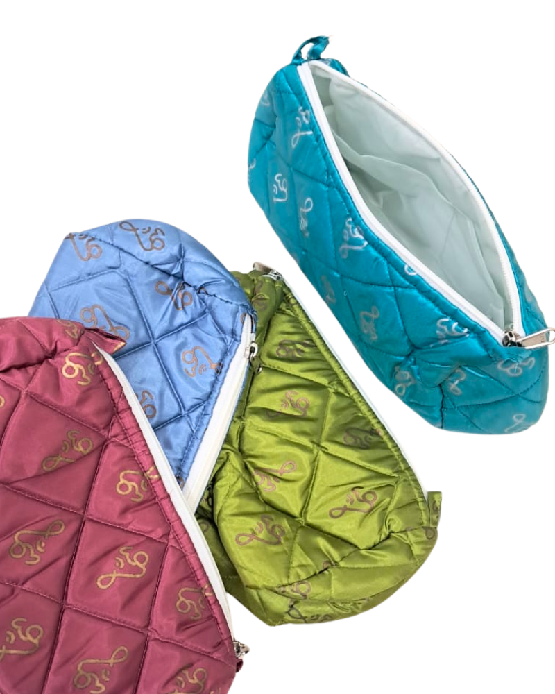 Quilted Travel Pouch with Om Print (Single Zip)