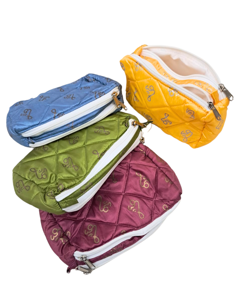 Quilted Travel Pouch with Om Print (Double Zip)