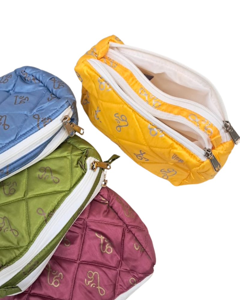 Quilted Travel Pouch with Om Print (Double Zip)