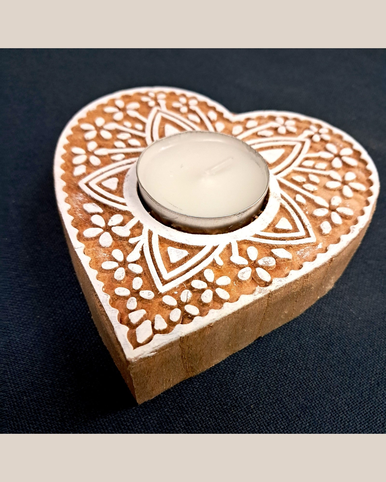 T-light Holders: Wooden Block - Paan