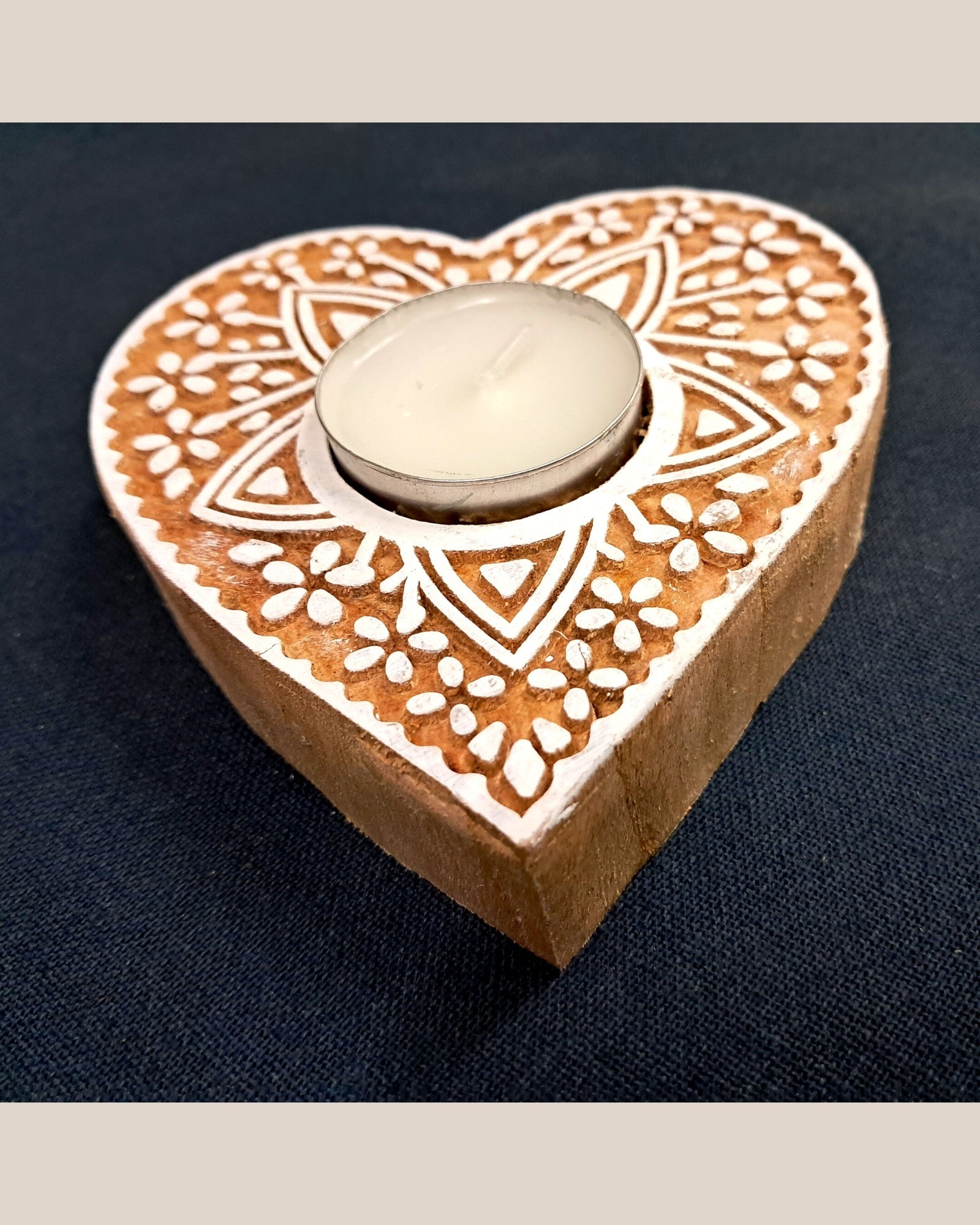 T-light Holders: Wooden Block - Paan