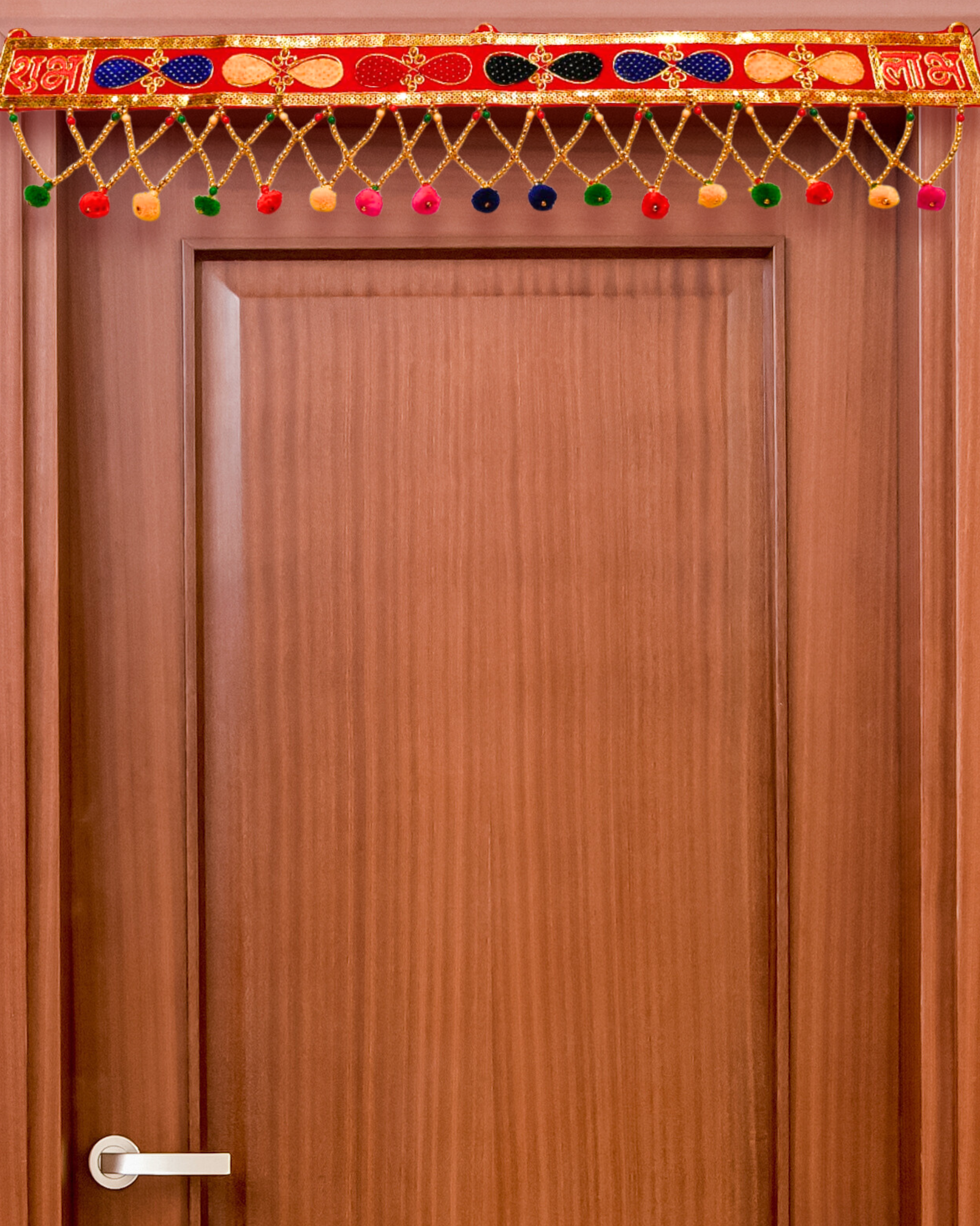 Embroidered Shubh-Labh Toran with Multicolor (Door Hanging Décor)