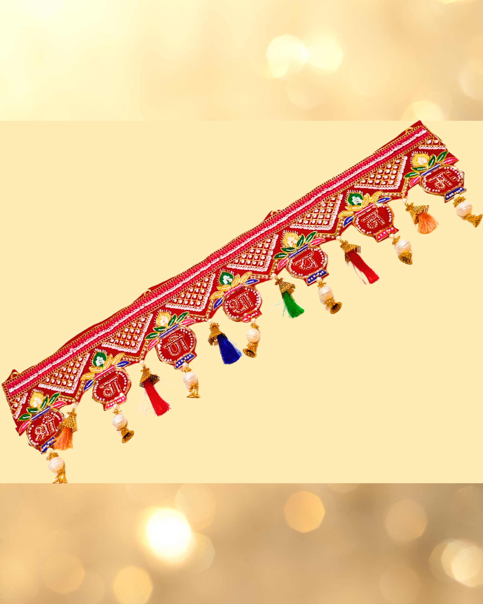 Embroidered “Shree Ganeshaya Namah” Toran with Kalash Motifs (Door Hanging Décor)