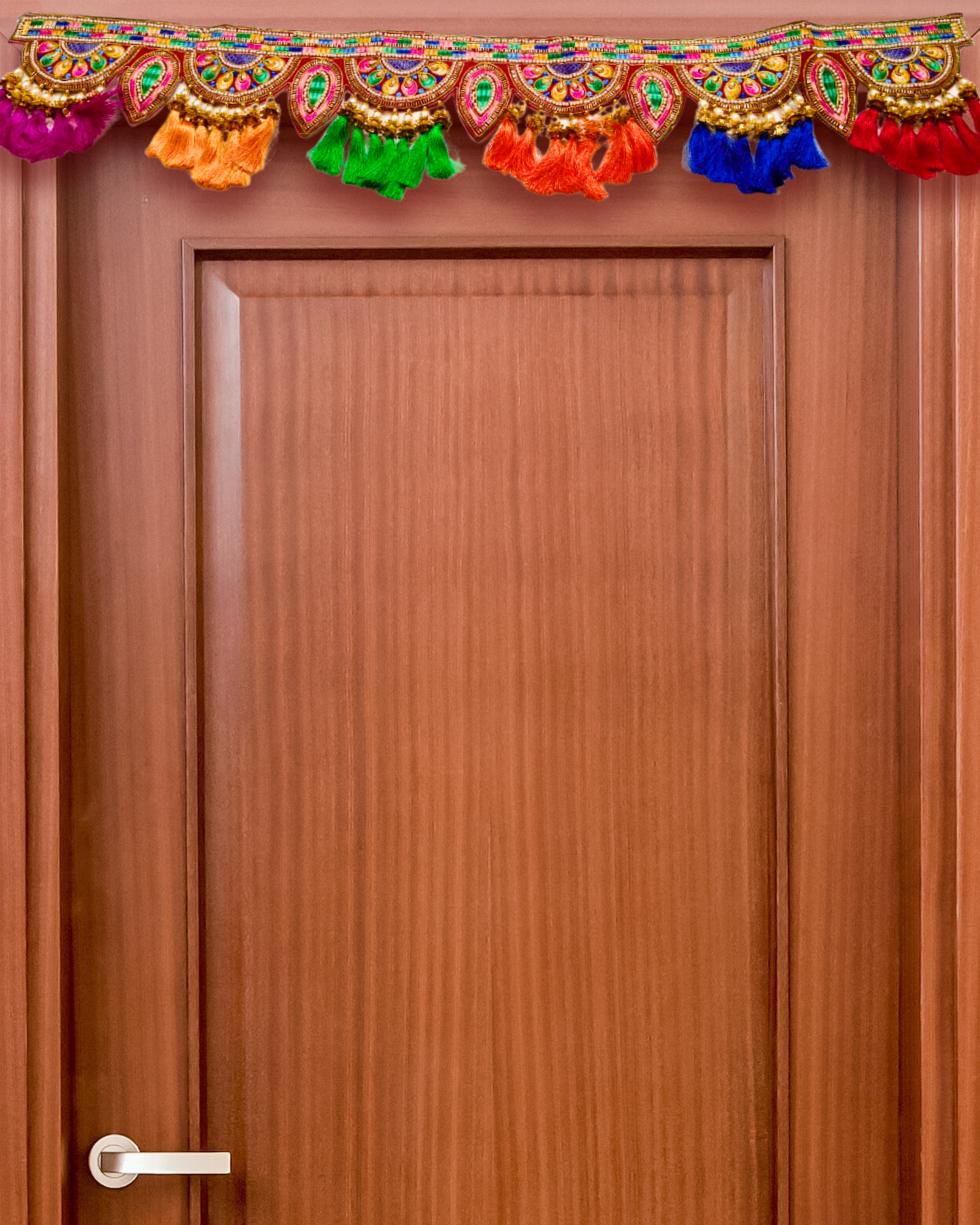 Multicolor Embroidered Toran with Beads and Thread Tassels (Door Hanging Décor)