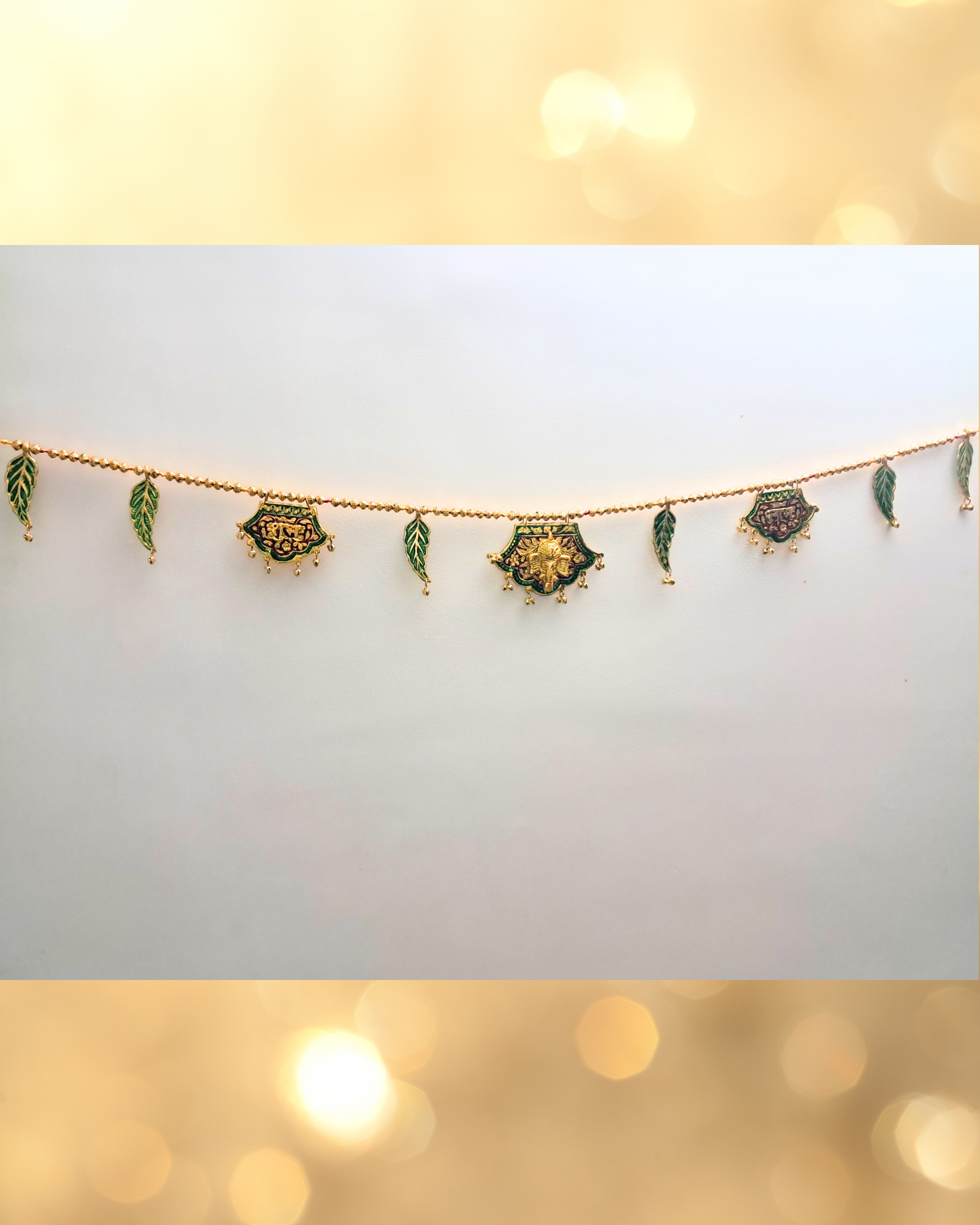 Decorative Metal Toran with Ganesha Motif and Enamel Accents (Door Hanging Décor)