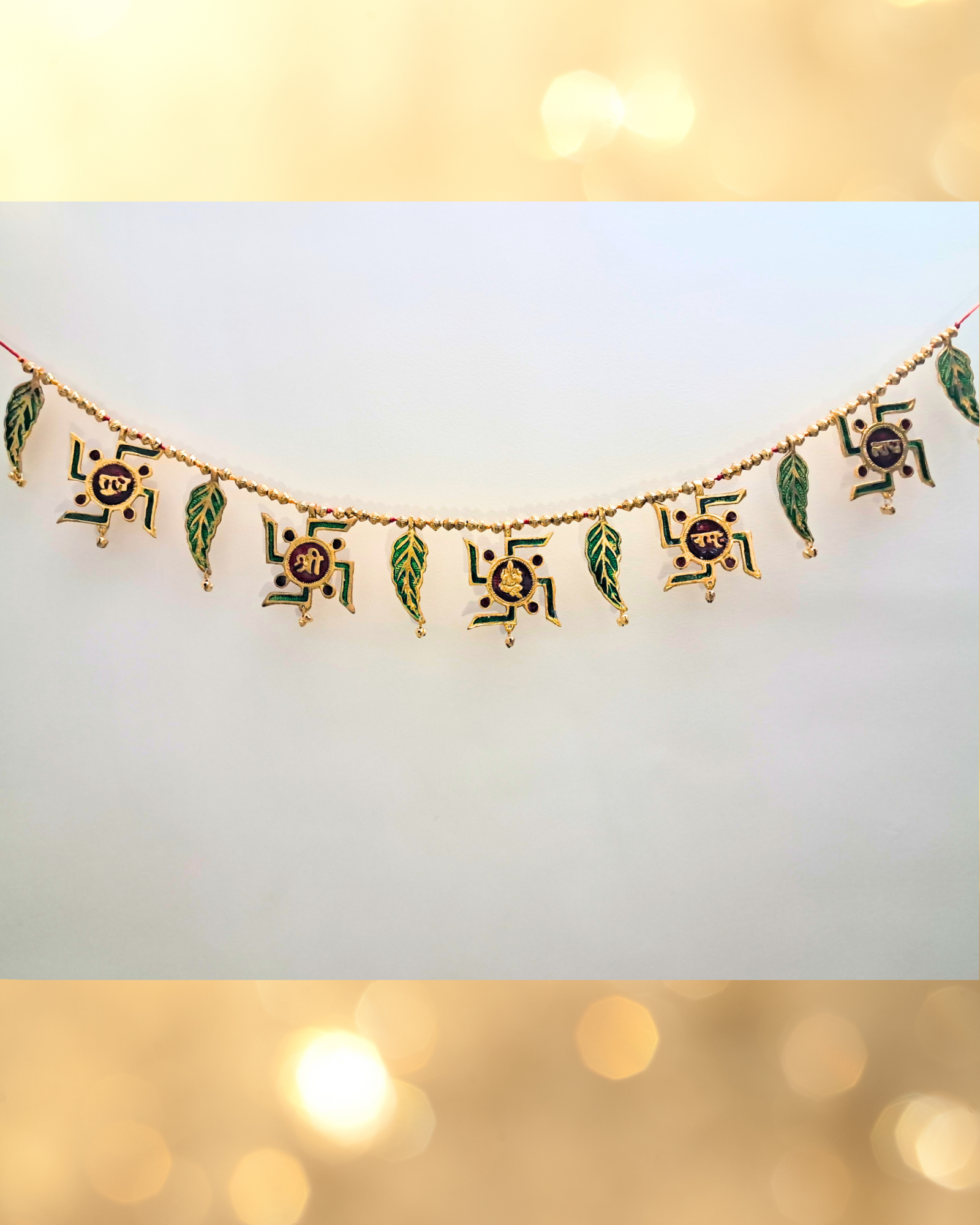 Metal Toran with Swastik and Shubh-Labh Motifs (Door Hanging Décor)