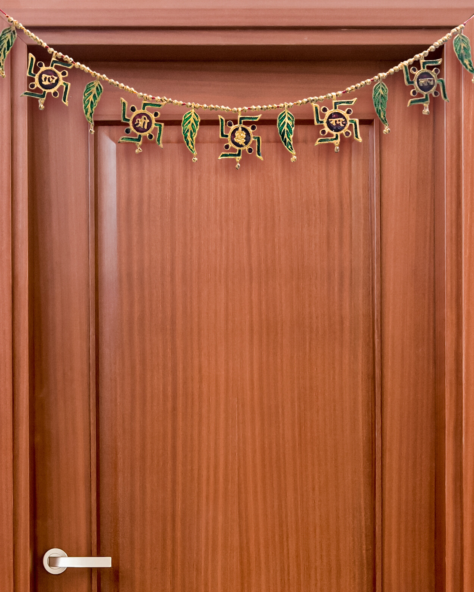 Metal Toran with Swastik and Shubh-Labh Motifs (Door Hanging Décor)