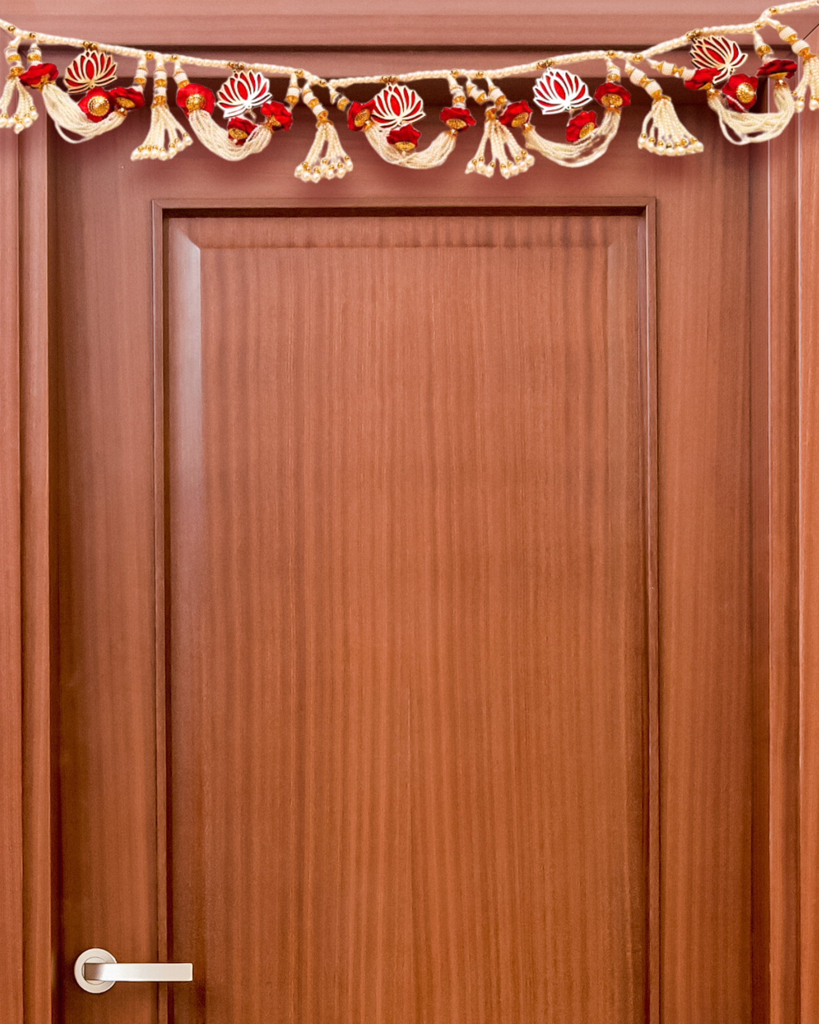 Lotus Toran with Ivoryand Gold Beads (Door Hanging Décor)