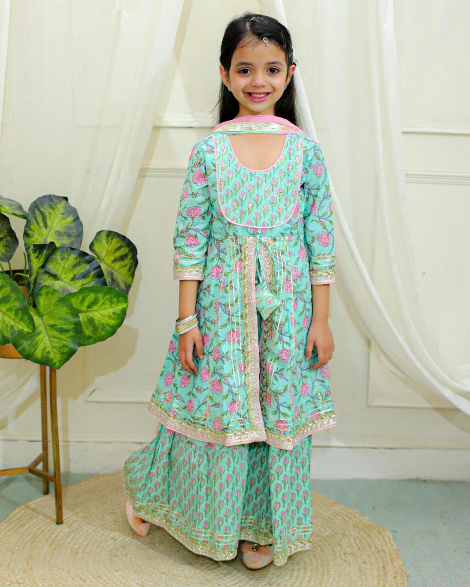 Kurta Set: For Girls, Long Angrakha - 3pc set