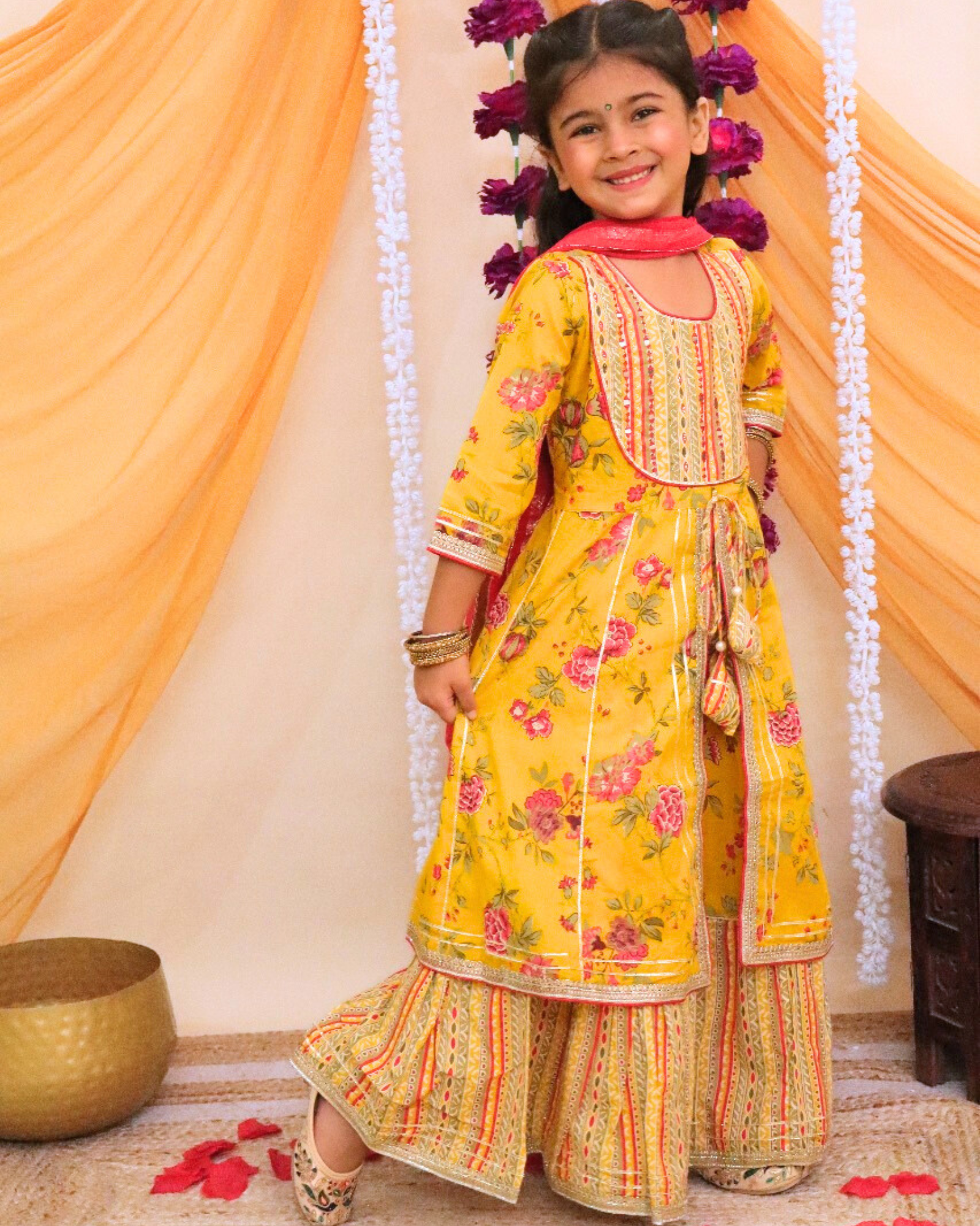 Kurta Set: For Girls, Long Angrakha - 3pc set