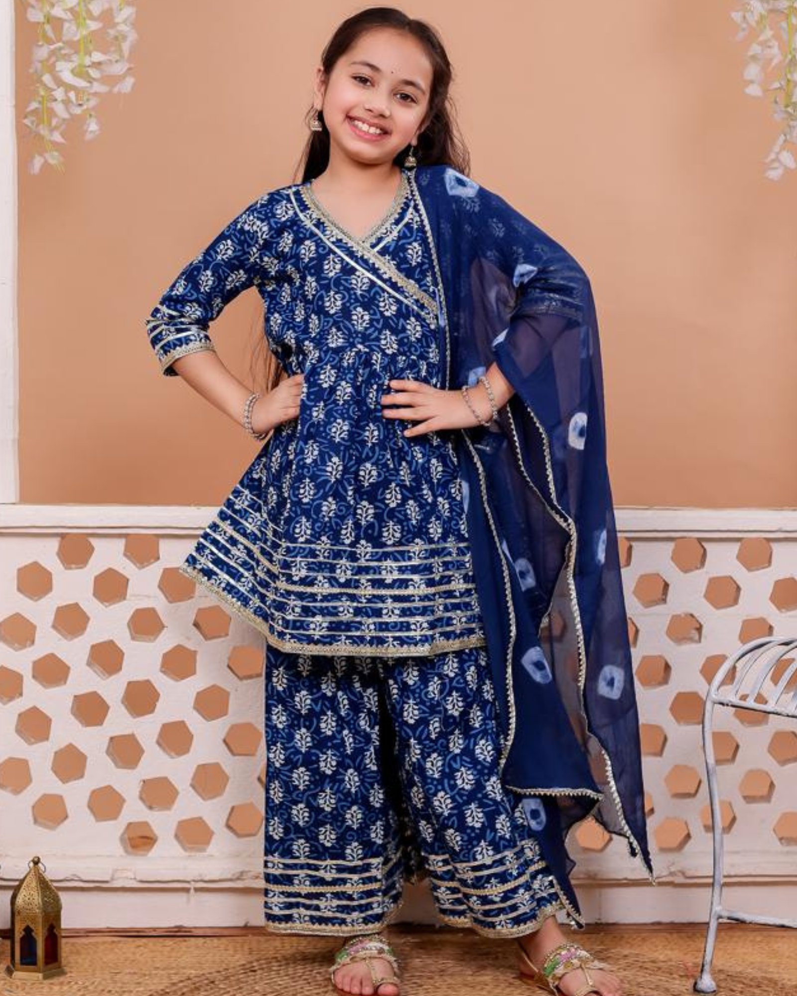 Kurta Set: For Girls, Short Angrakha - 3pc set