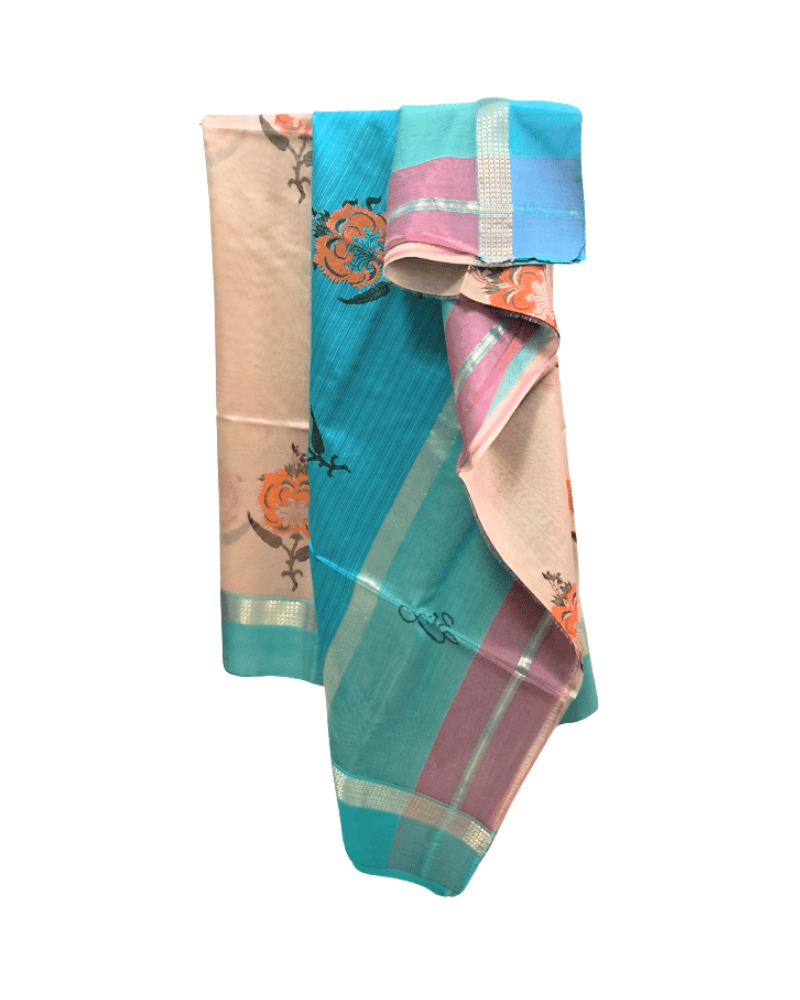 Saree: Maheshwari Silk-Cotton with Kangra Patta Border