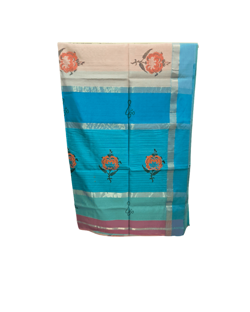 Saree: Maheshwari Silk-Cotton with Kangra Patta Border