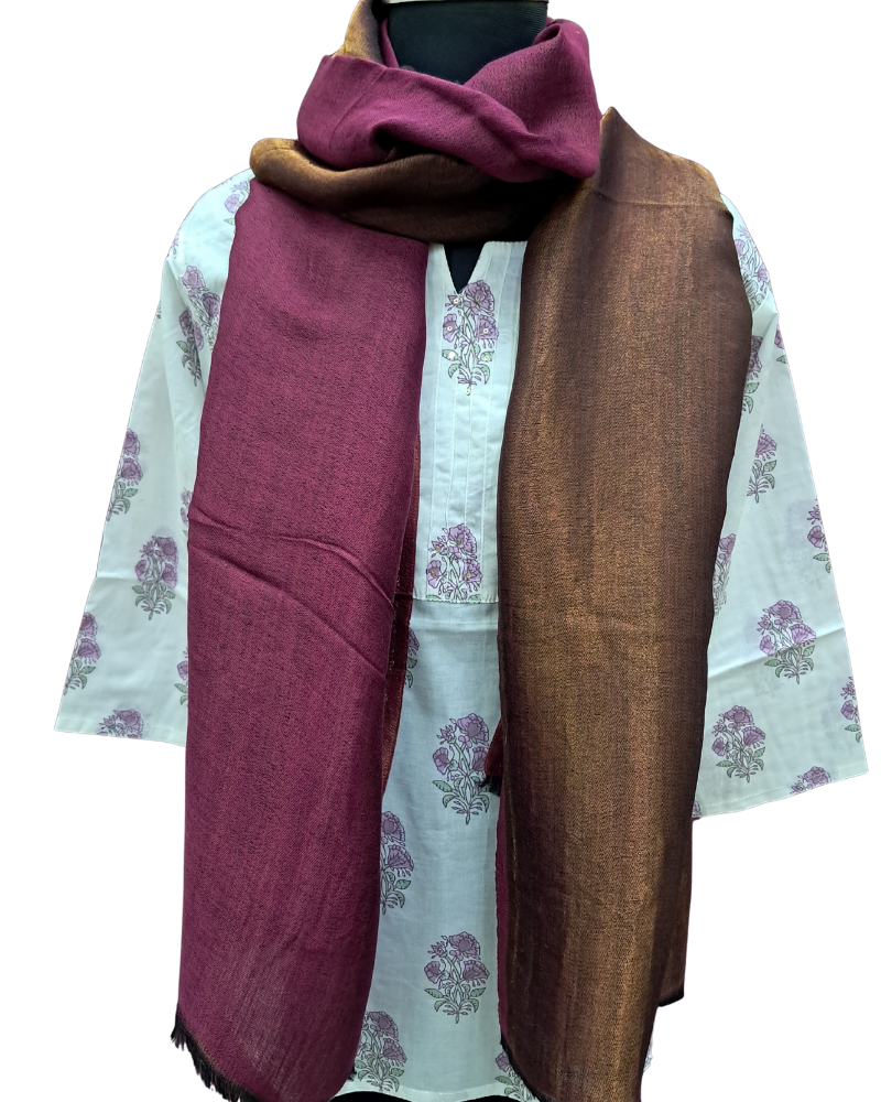 Reversible Fine Wool Stole with Zari Weave – Festive Collection
