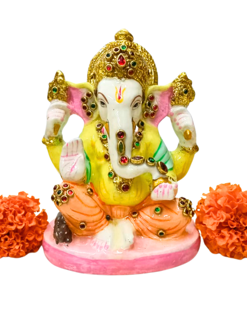 Ganesha Idol in Resin with Stone Embellishments – 4"