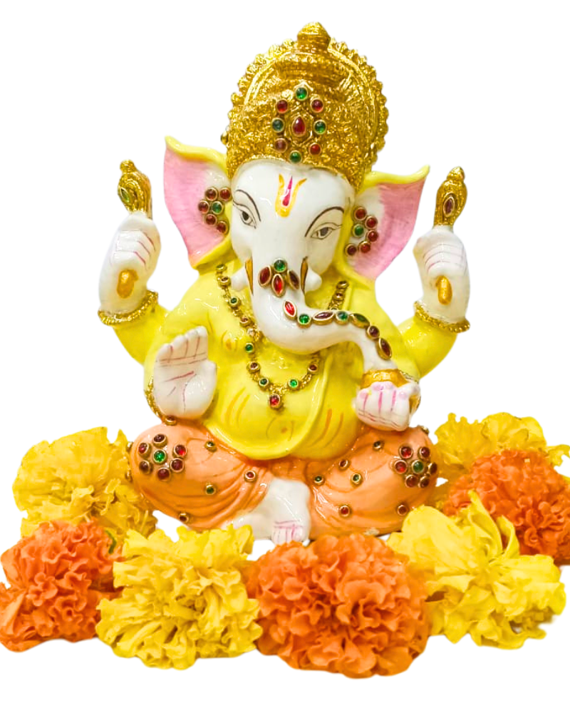 Ganesha Idol in Resin with Stone Embellishments – 6"