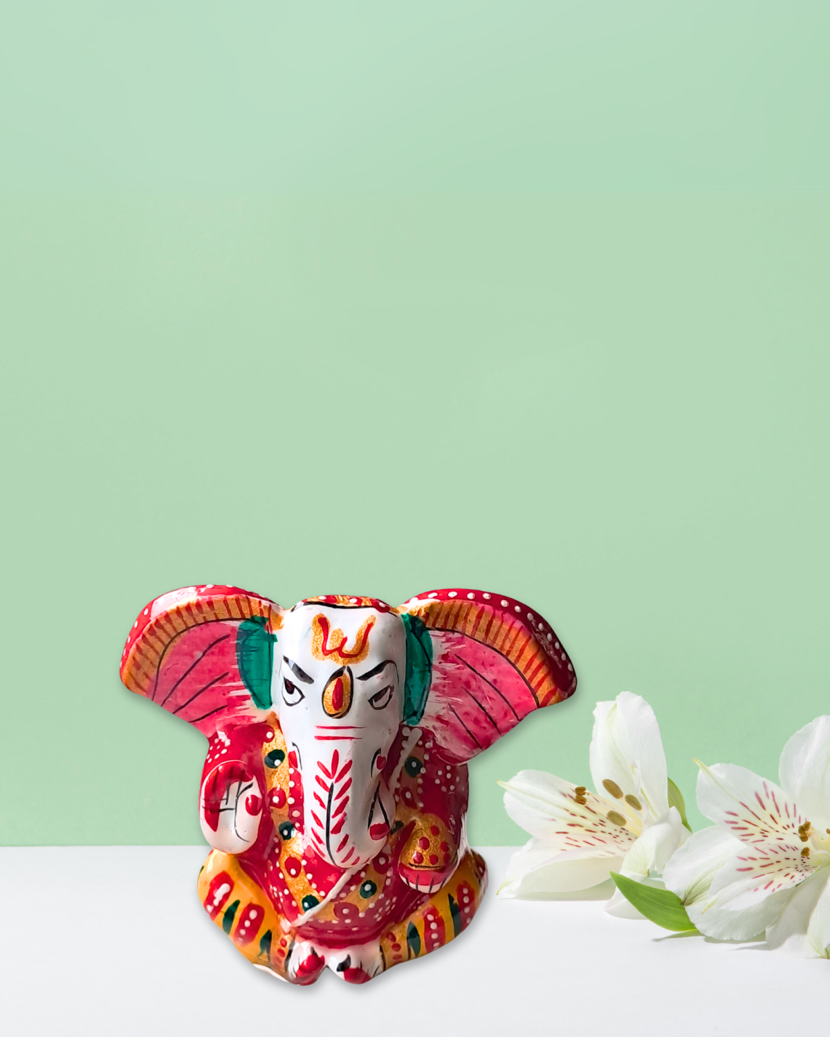 Handcrafted Metal Ganesh Idol with Enamel Finish – 5.5 cms