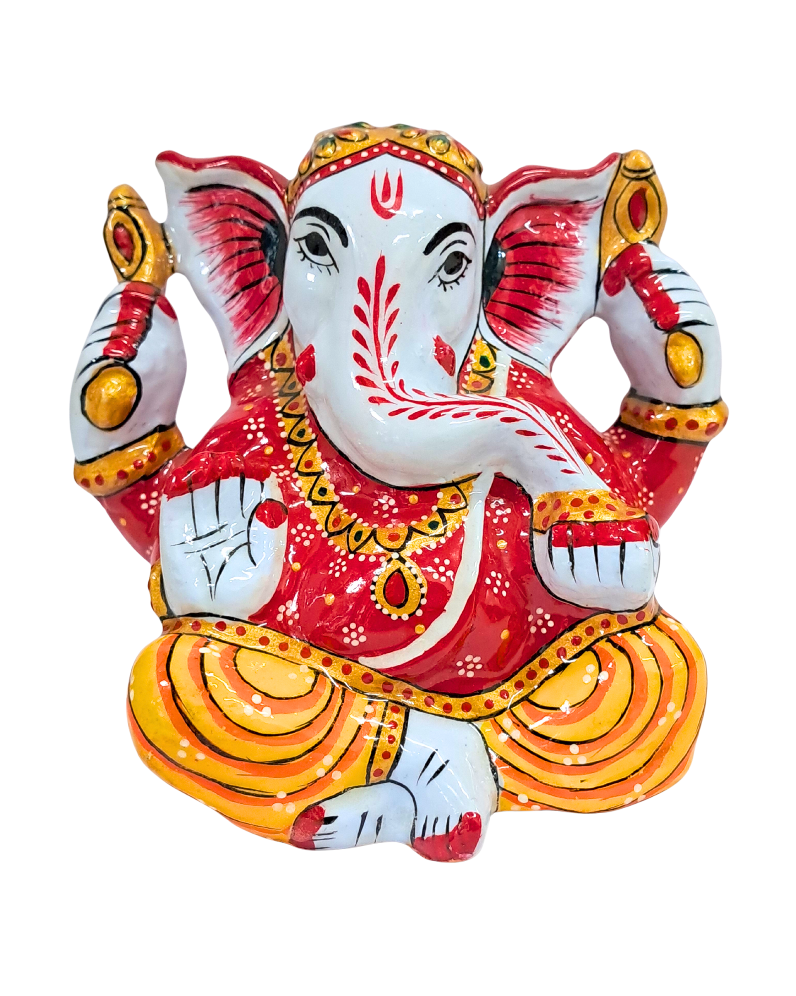 Handcrafted Metal Ganesh Idol with Enamel Finish – 12.5 cms