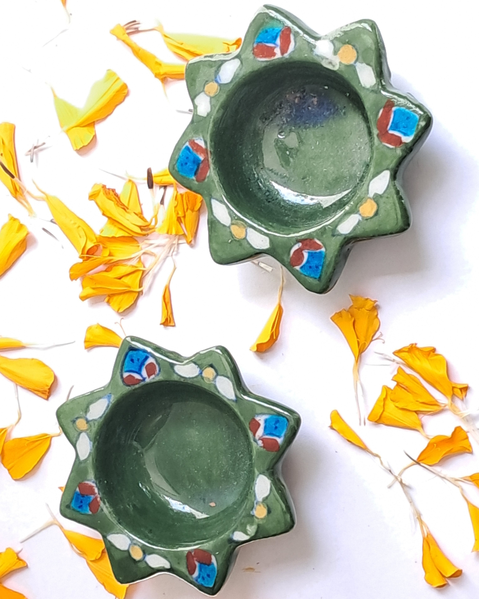 T-light Holder: Blue Pottery