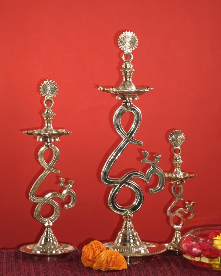 Brass Om Lamp - Traditional Diya Stand (Available in 4 Sizes)