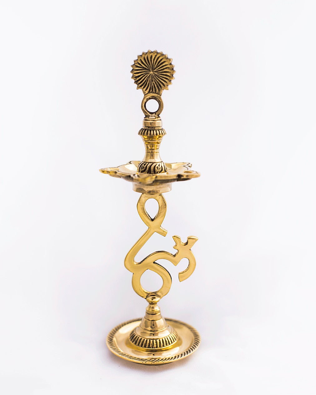 Brass Om Lamp - Traditional Diya Stand (Available in 4 Sizes)
