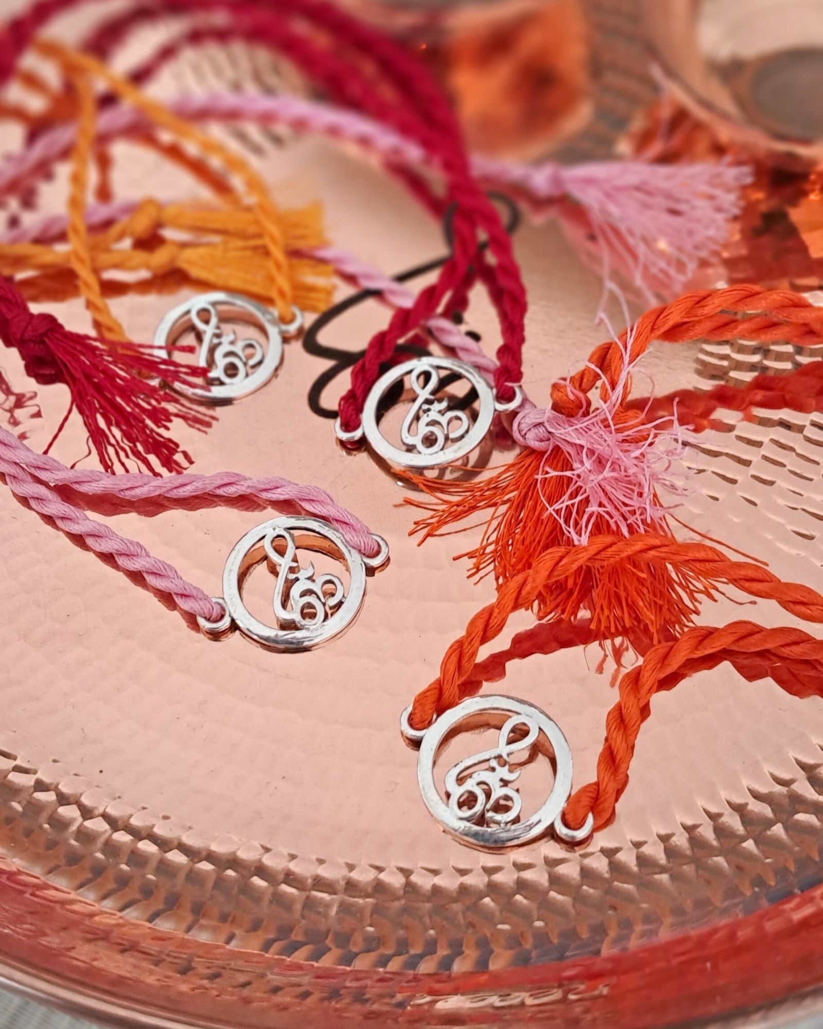 Pure Silver Om Rakhi Gift Set with Brocade Pouch
