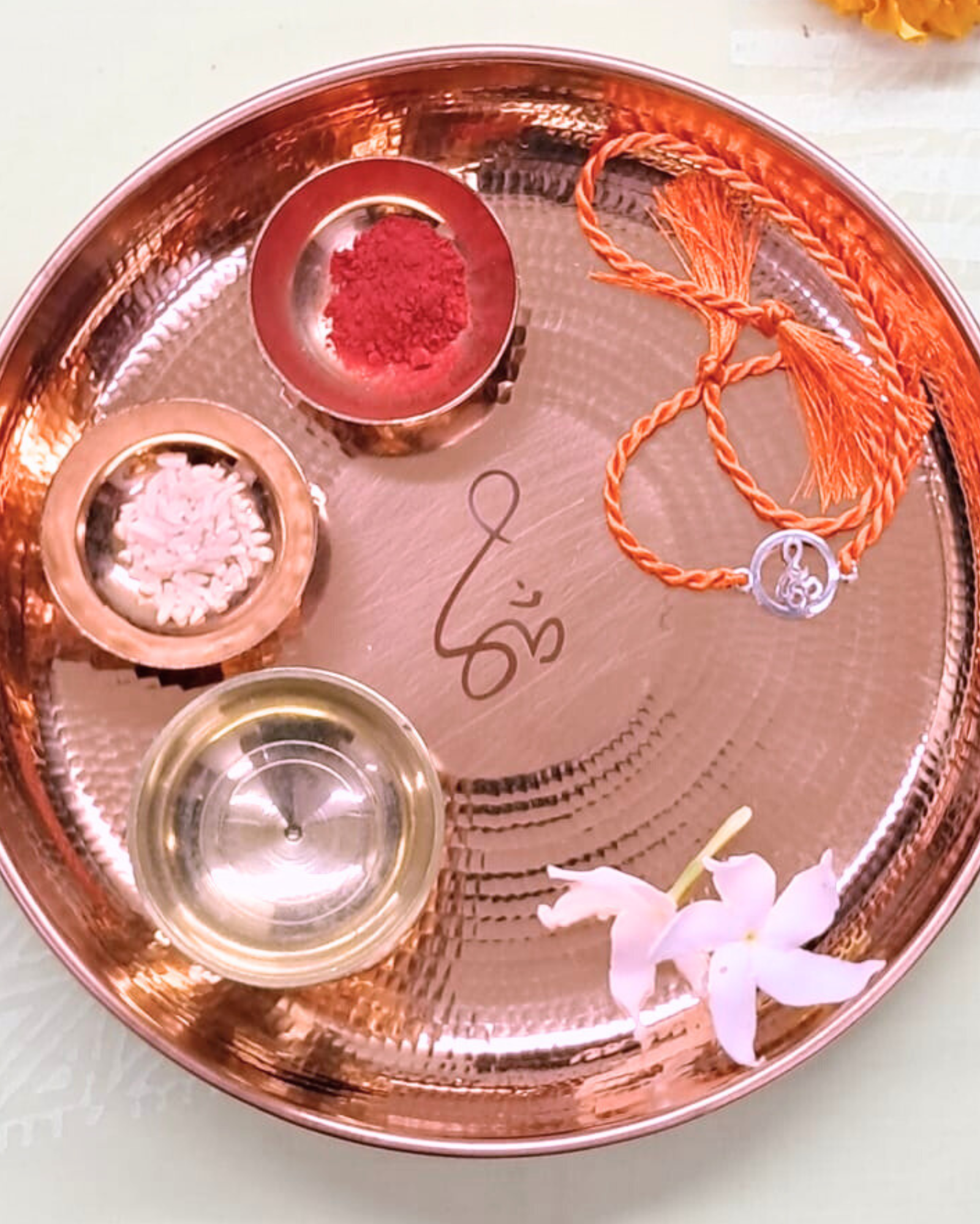Pure Silver Om Rakhi Gift Set with Brocade Pouch
