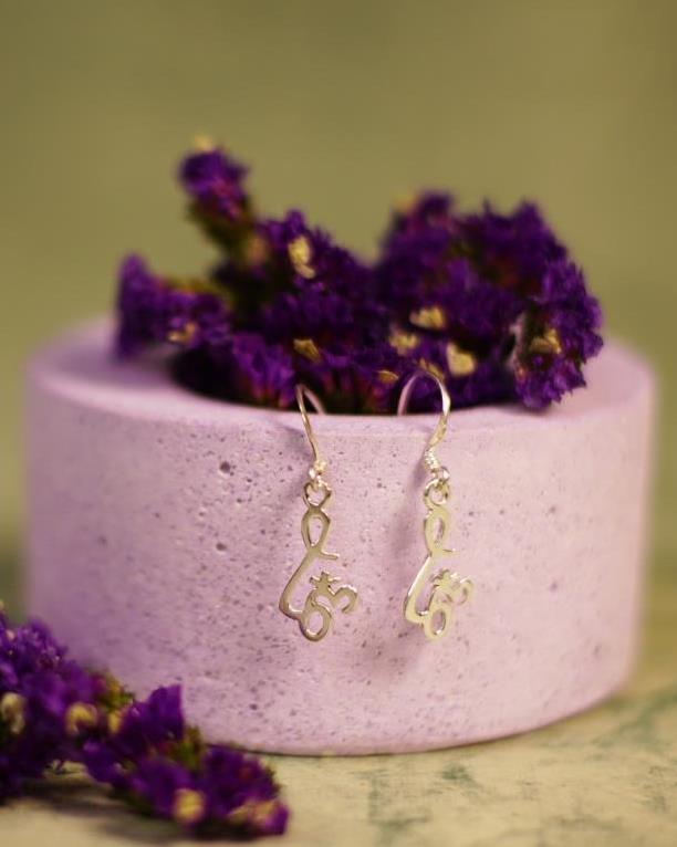 Silver: Sterling Om Hanging Earrings