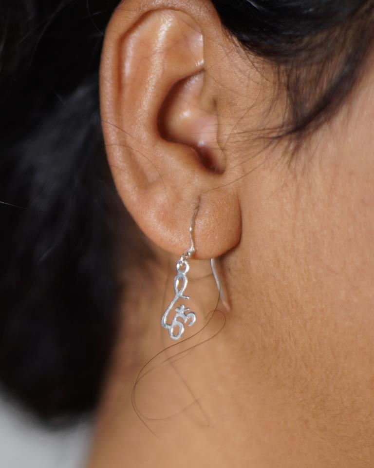 Silver: Sterling Om Hanging Earrings