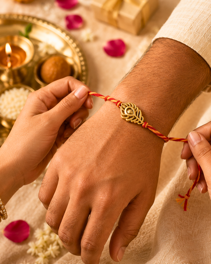 Mor Mukut Rakhi – Mangalam Collection – 22K Gold-Plated