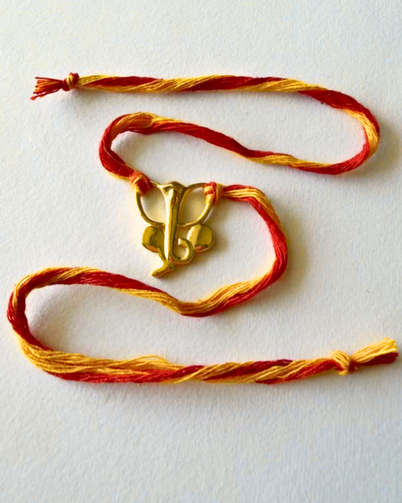 Vakratunda Rakhi – Mangalam Collection – 22K Gold-Plated
