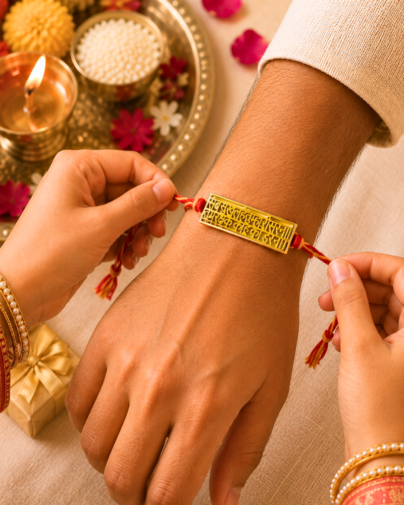 Hanuman Chalisa Rakhi – Mangalam Collection – 22K Gold-Plated