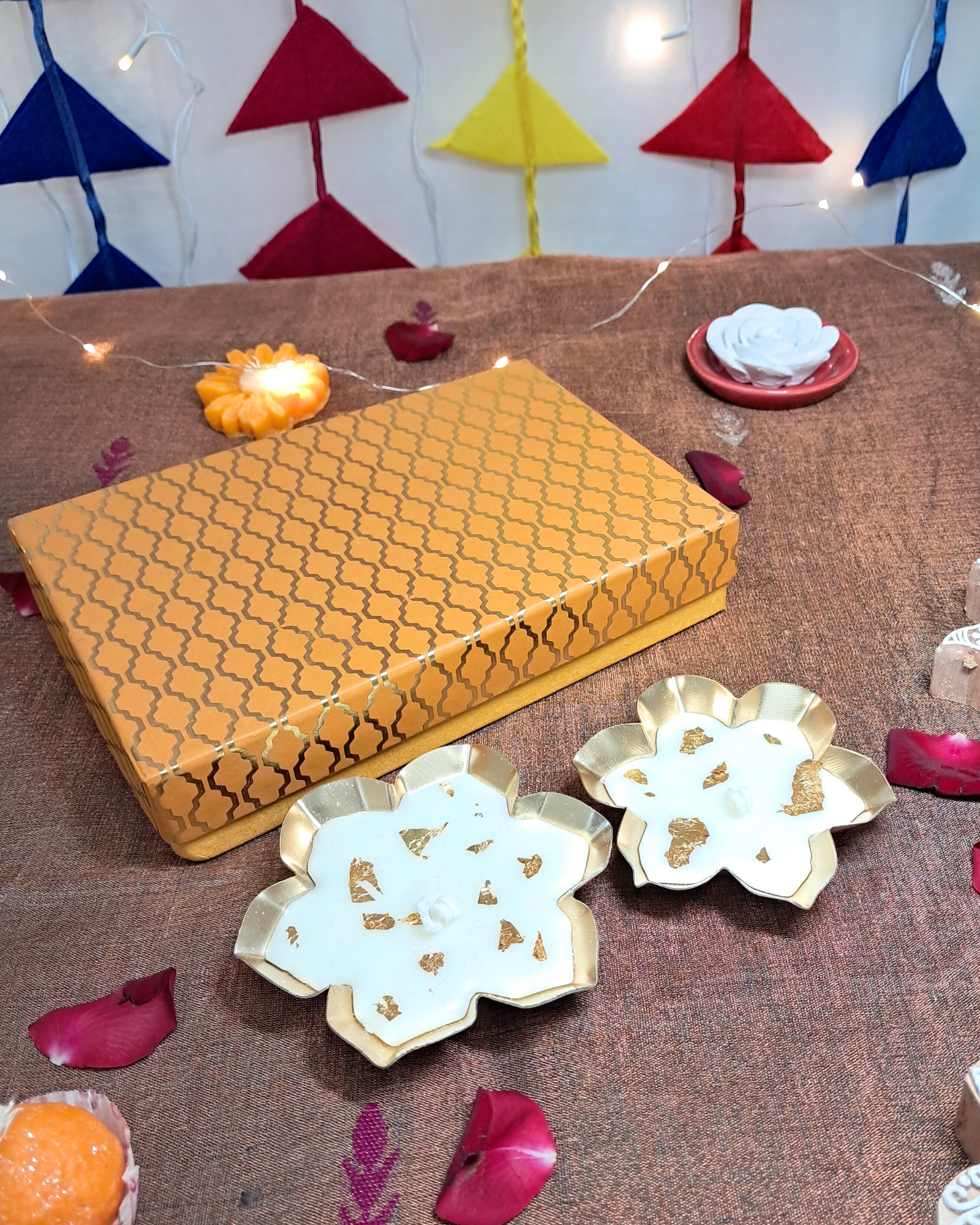 Saumya Gift Box – Lotus Urli Candles (Set of 2)