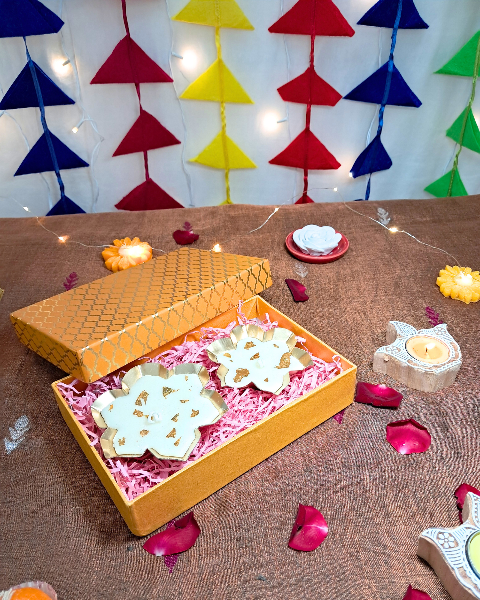 Saumya Gift Box – Lotus Urli Candles (Set of 2)