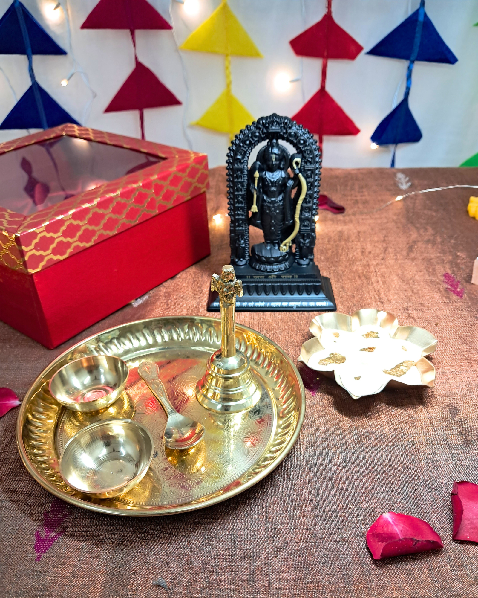 Anugrah Gift Box – Rama Idol, Puja Thali Set and Lotus Urli