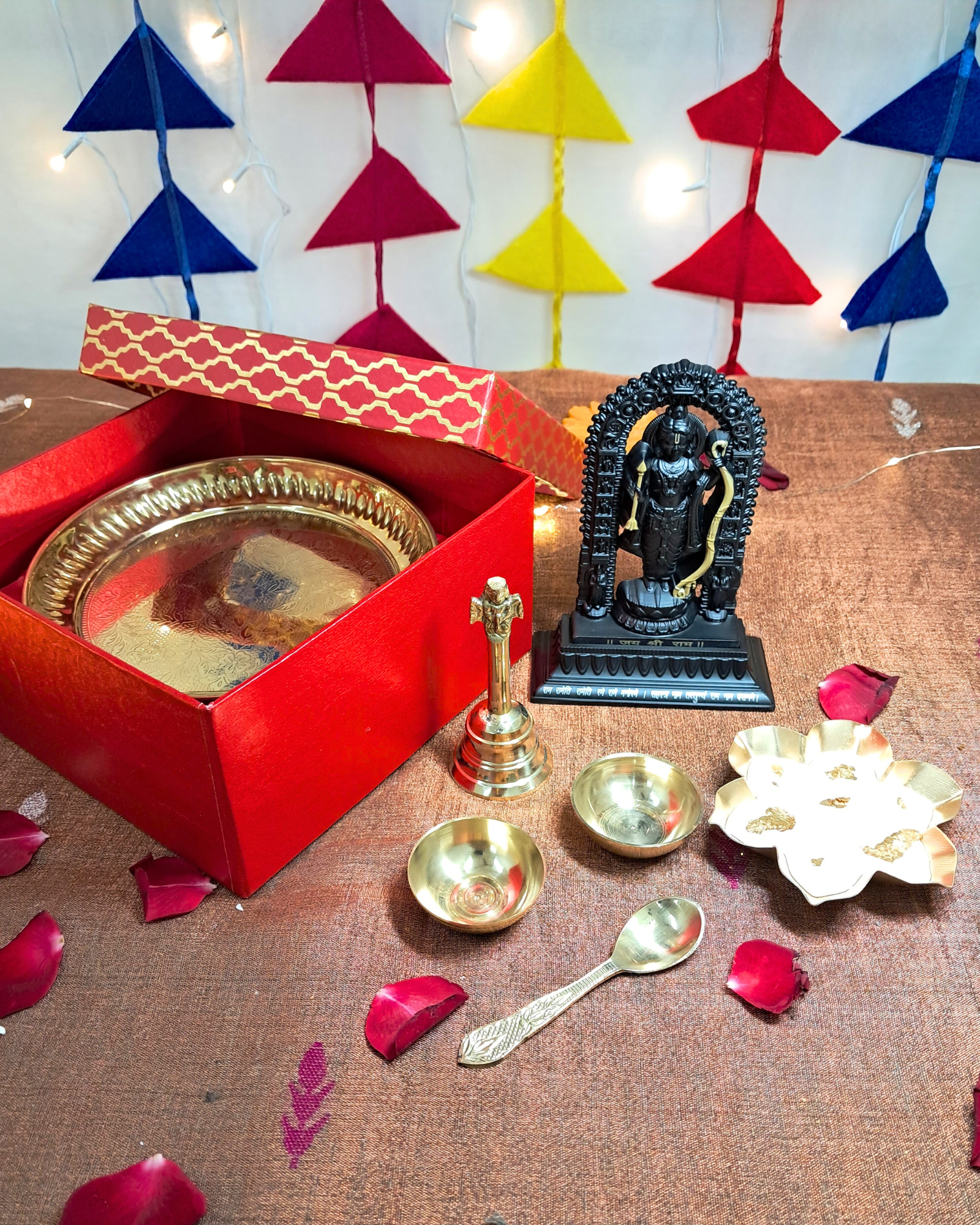 Anugrah Gift Box – Rama Idol, Puja Thali Set and Lotus Urli
