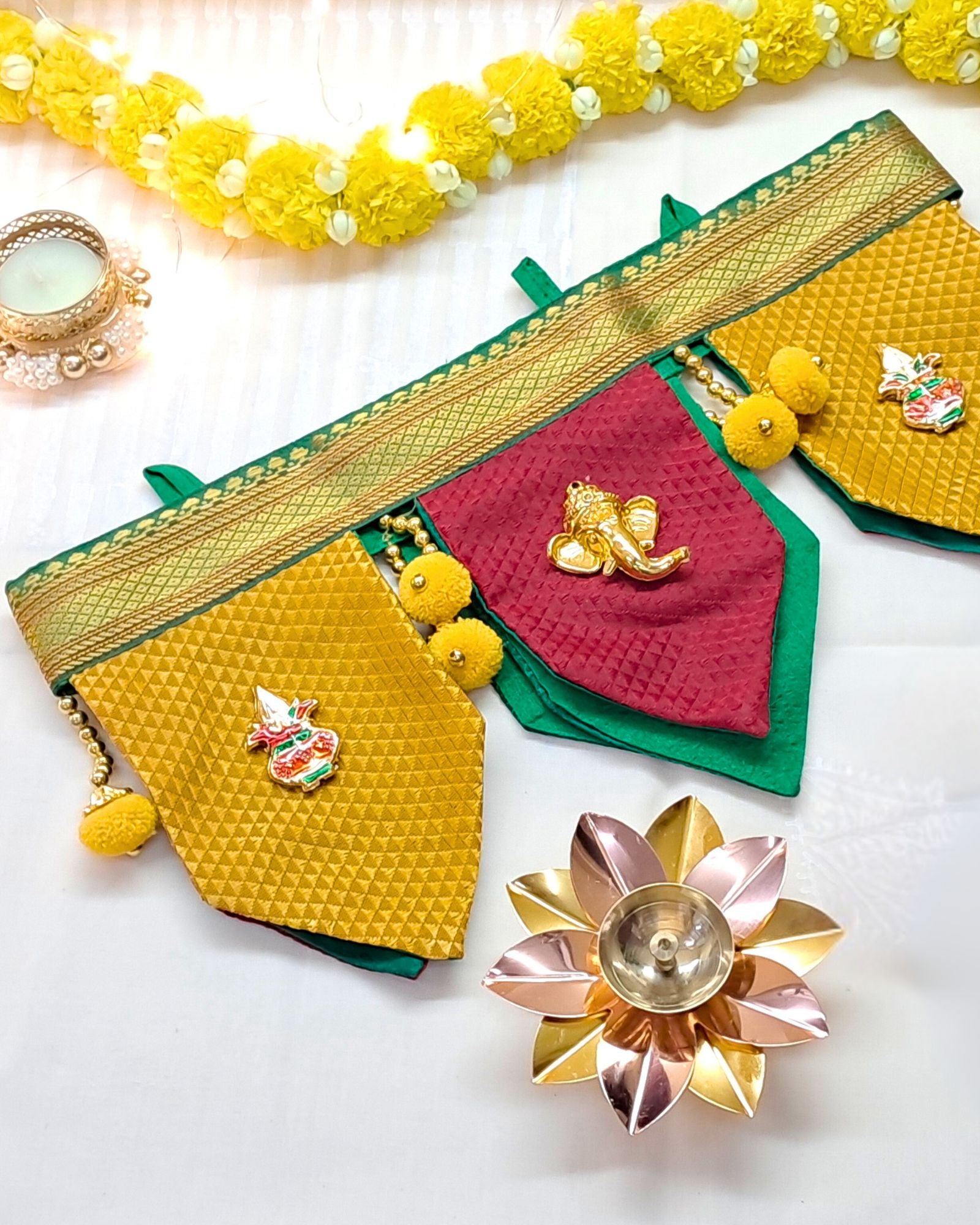 Diwali Gift Box – 5" Lotus Metal Diya with Khun Toran