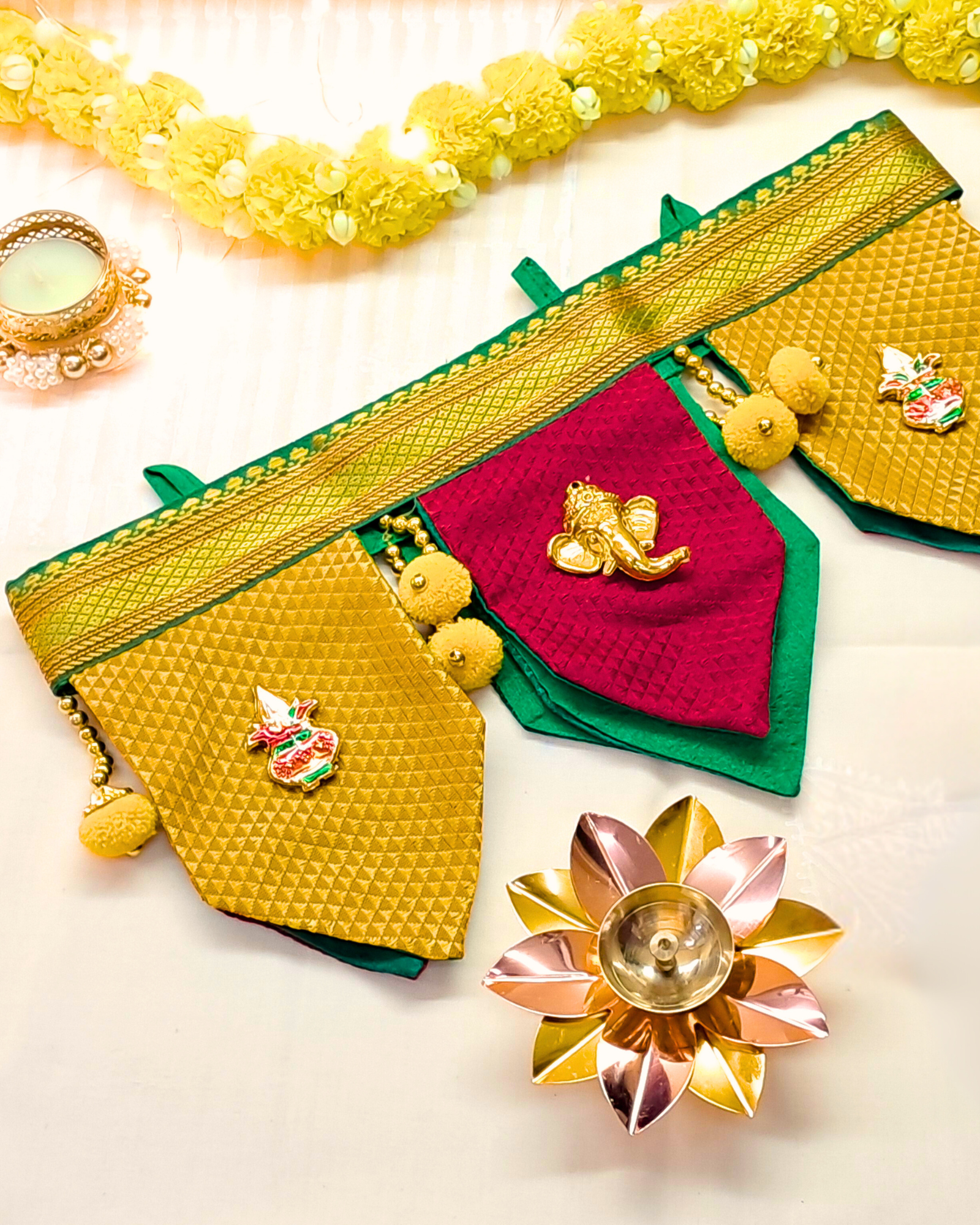 Aarambh Gift Box – 5" Lotus Metal Diya with Khun Toran