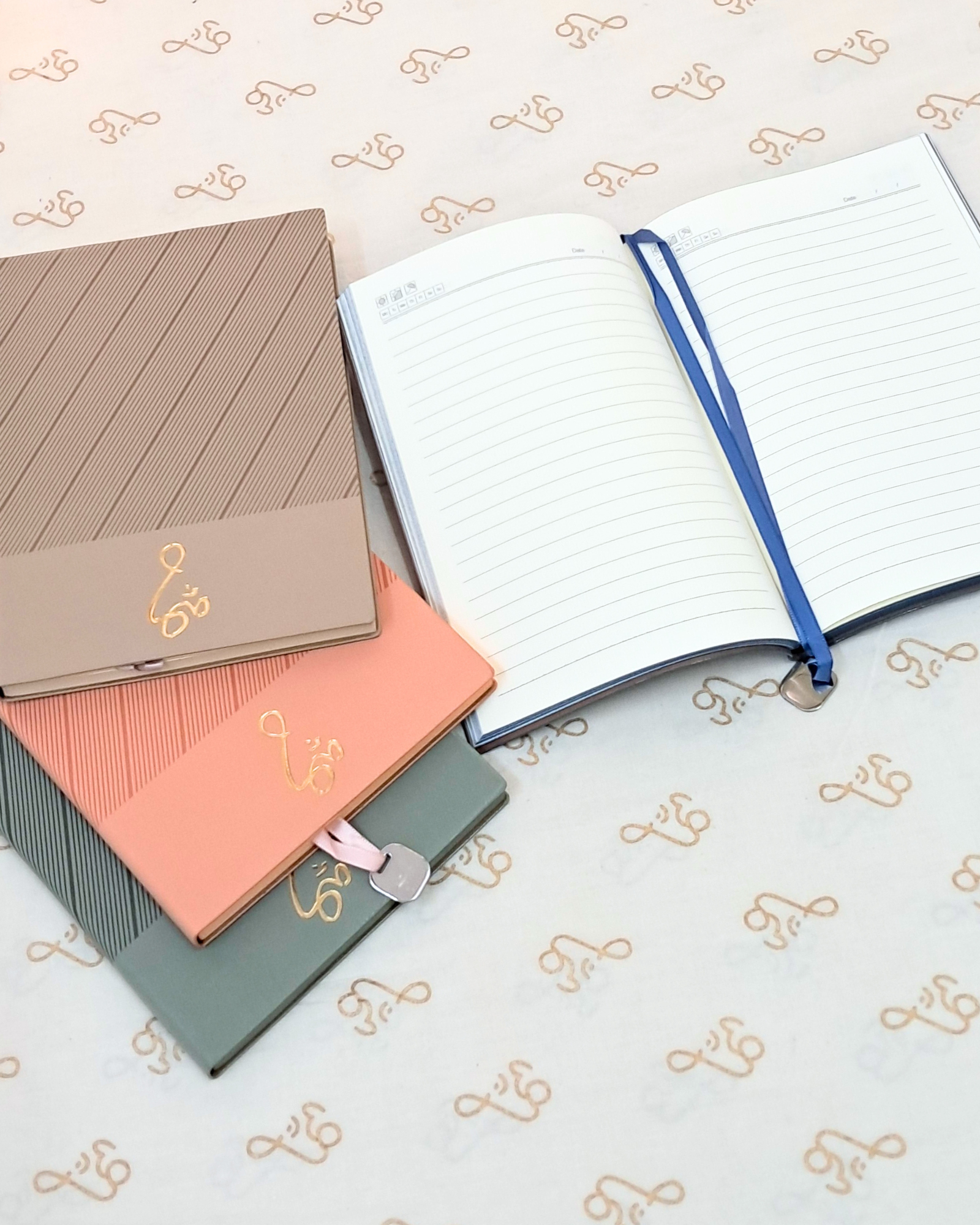 Om Serenity Notebook – Textured Hardbound Journal in Elegant Earth Tones (A5 size)